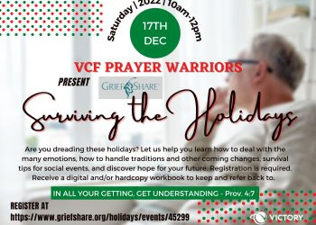 GriefShare: Surviving the Holidays on Saturday, December 17th, 2022 from 10am to 12pm
