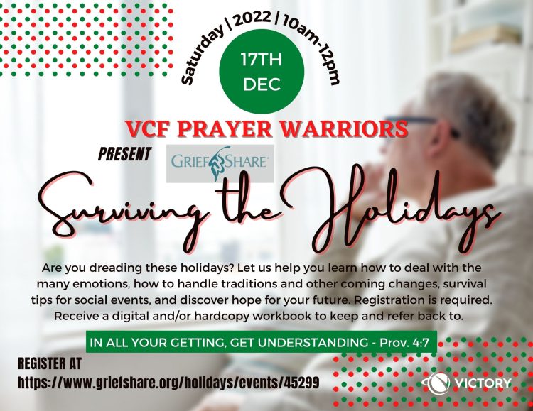 GriefShare: Surviving the Holidays on Saturday, December 17th, 2022 from 10am to 12pm