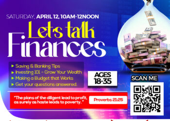 Lets Talk Finances: Saturday, April 12, 10 AM – 12 Noon, For Ages 18-35