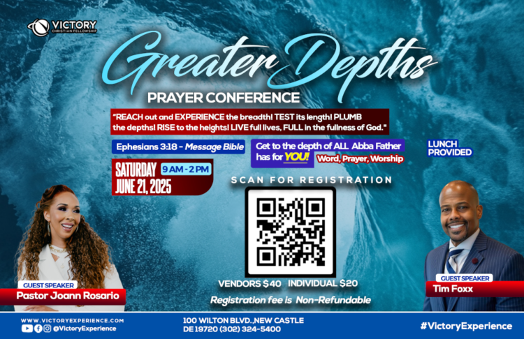 Greater Depths Prayer Conference With Pastor Joann Rosario And Tim Foxx: Saturday June 21, 2025, 9am-2pm