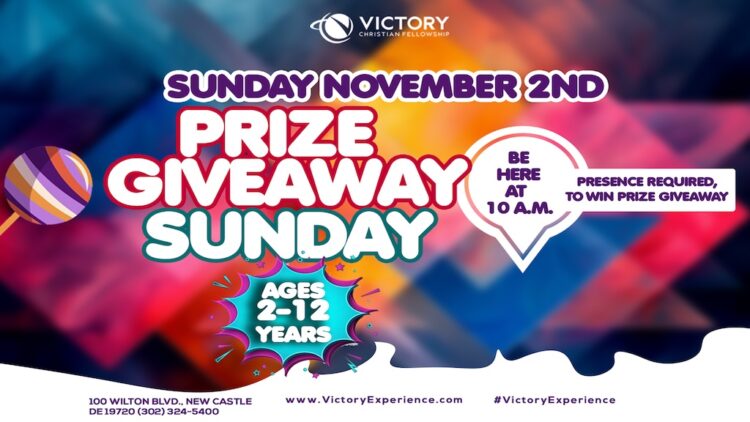 Prize Giveaway for Ages 2-12 Years: Be Here at 10 a.m. Sunday, November 2nd